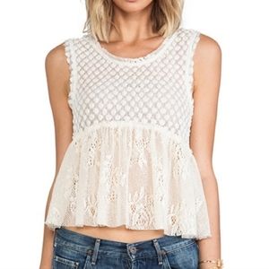 Free People Varsity Lace Peplum Tank Top